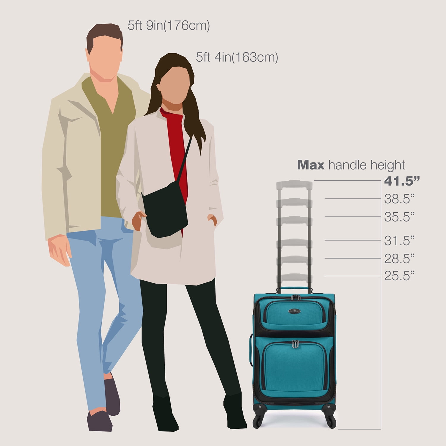 U.S. Traveler Rio Rugged Fabric Expandable Carry-on Spinner Luggage Set w/ Tote, Teal, 2 Piece (21/14)