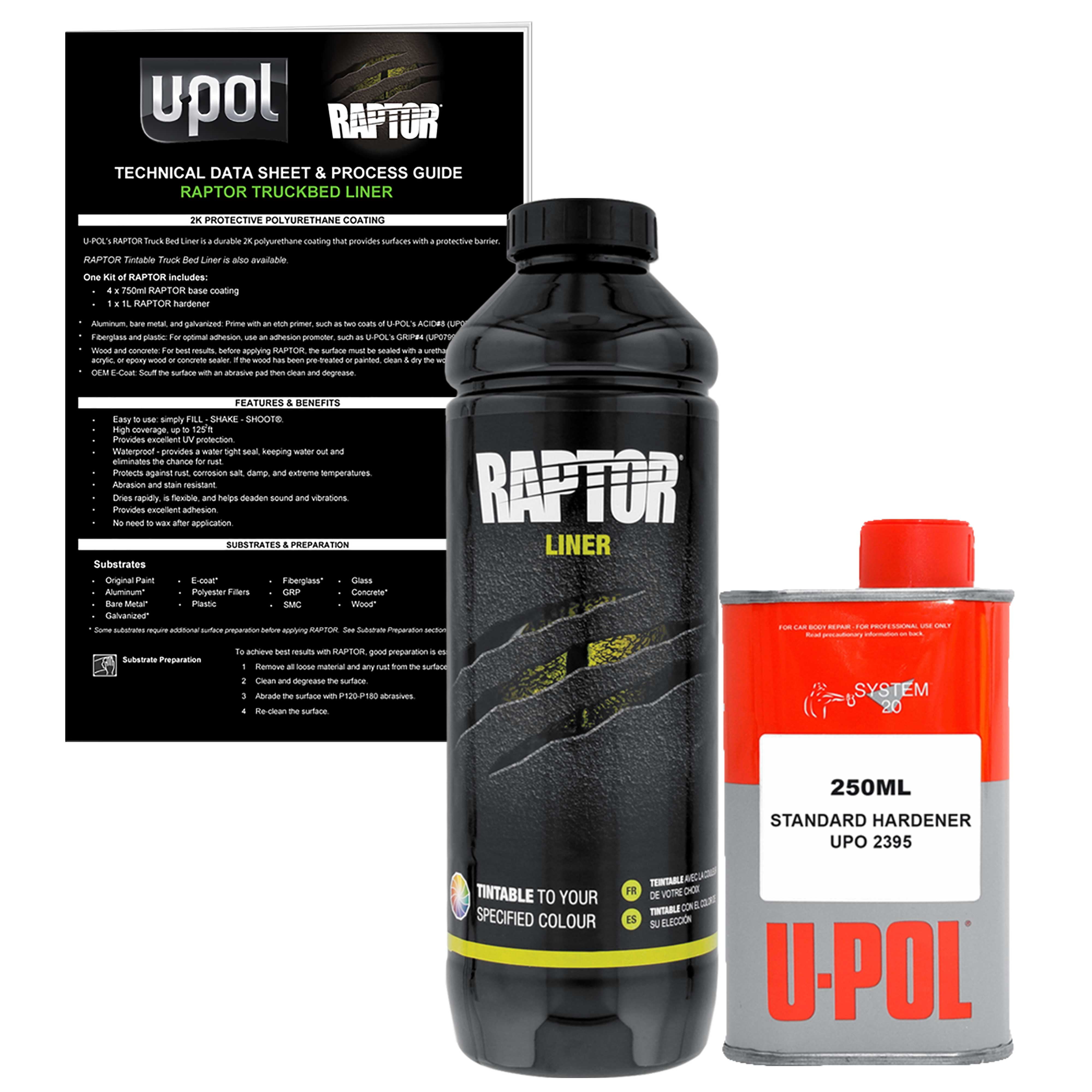 Custom Shop U Pol Raptor Tintable Urethane Spray On Truck Bed Liner Quart Kit With Hardener