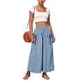 thumbnail image 4 of ZHYou No Boundarie Stripe Pants for Women Casual Straight Leg Pull On Loose Drawstring Pockets Comfy Lounge Pants,Sky Blue,Size L, 4 of 6