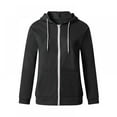 thumbnail image 2 of Fall Women Zip up Jacket Drawstring Hooded Sweatshirt Outerwear Long Sleeve Sportswear with Pockets S-XXL, 2 of 6