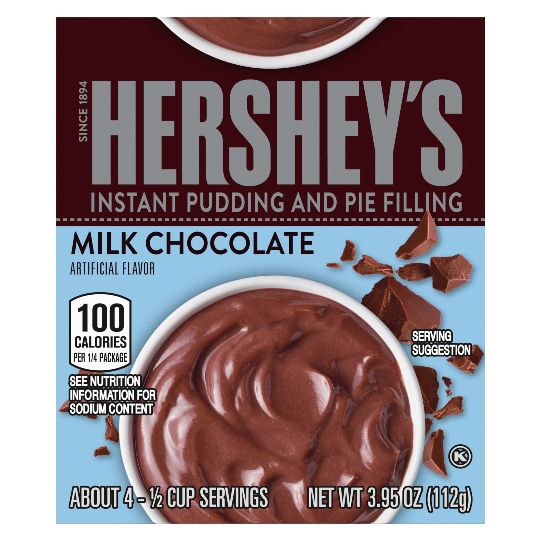 Hershey's Milk Chocolate Instant Pudding and Pie Filling, 3.95 oz Box