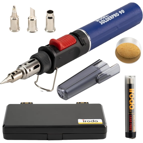 IRODA SolderPro 90K Professional Butane Soldering Iron Kit | Cordless 3-in-1 Tool | Fast Start & 53min Runtime with Case & Tips (Taiwan Made)