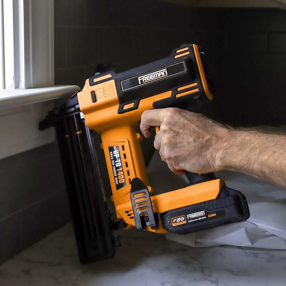 =Freeman PE20VT1850 20 Volt Cordless 18-Gauge 2" Brad Nailer (Tool Only) – 1400 Shots per Charge