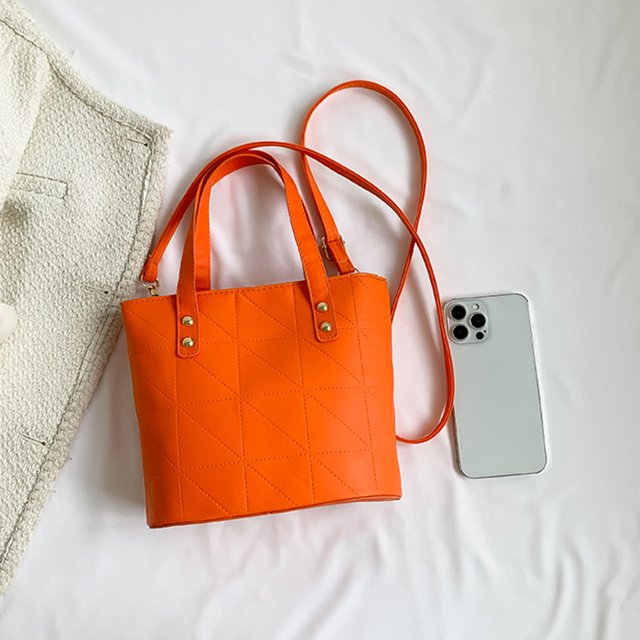 Bolsa De Hombro Bolso de hombro para mujer Primera capa de cuero de vaca Moda Cubo Bolsos cruzados (Naranja) Ndcxsfigh Para Estrenar