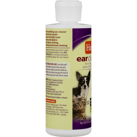 Hartz Ear Cleaner for Dogs & Cats with Aloe & Lanolin, 4 fl oz