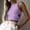 Purple sleeveless ribbed crop top a1, variant on Summer Women's Sleeveless Ribbed Crop Top, Round Neck Cut Out Hollow Out Design, Casual Fashion Slim Fit Tank Top, Polyester Spandex Stretchy Basic Tee Shirts for Vacation, Yellow L