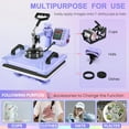 thumbnail image 5 of Adnoom 5 in 1 Heat Press Machine Combo,360°Swing Away Sublimation Heat Transfer 15"x12", Digital shirt Press Machine for Hat Cap Mug Plate,Purple, 5 of 10
