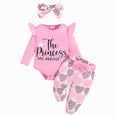 thumbnail image 5 of masbird Baby Girl Clothes Newborn Infant Fall Winter Outifts Ribbed Ruffle Long Sleeve Romper Pant Outfit Set 3pcs 0-24Months,Pink,6-9 M, 5 of 8
