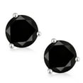 thumbnail image 2 of Gem Stone King 2.20 Ct Round Black AAA Diamond 18K White Gold 3 Prong Martini Screw Back Stud Earrings for Women Men, 2 of 5