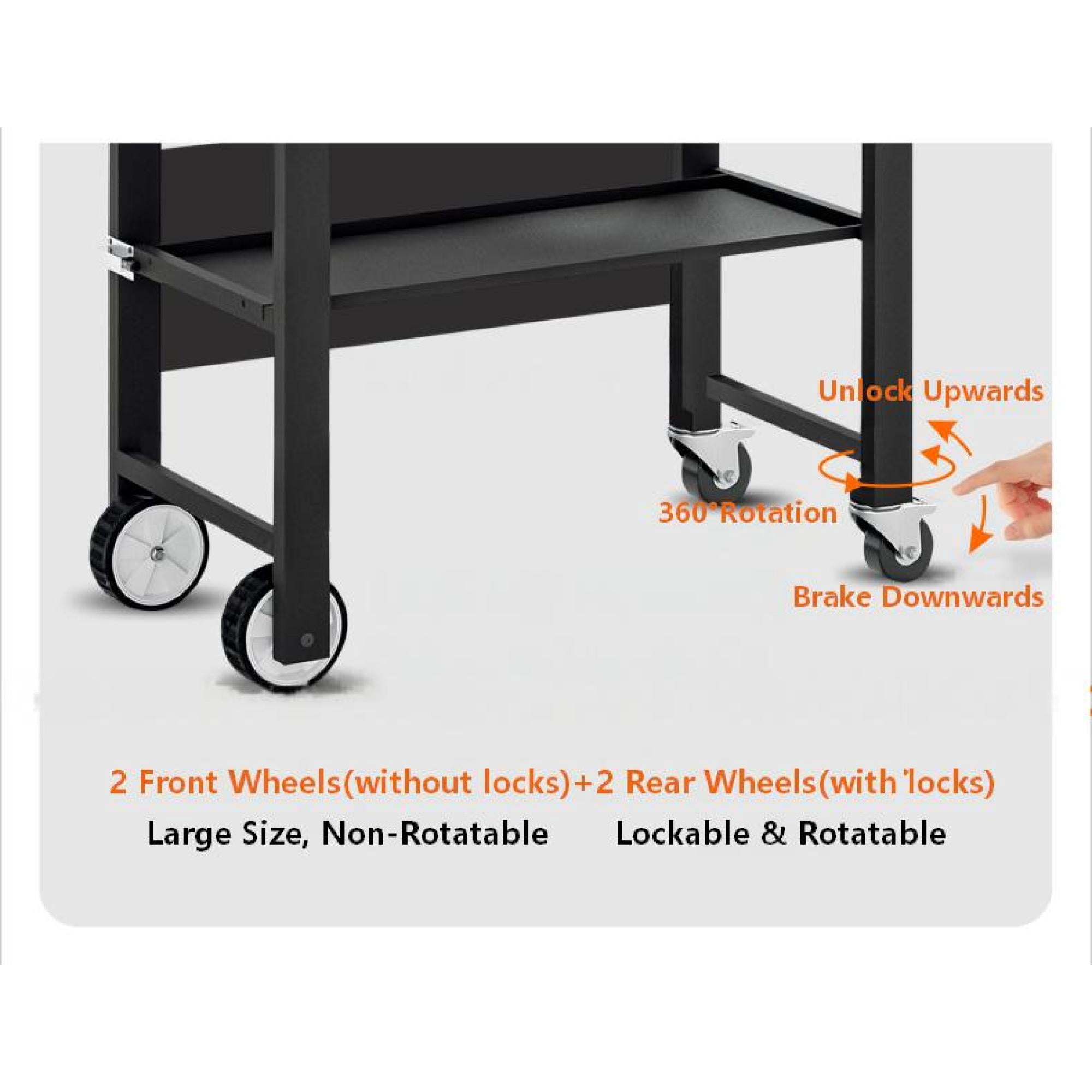 Portable Outdoor Grill Cart with Foldable Design and Stainless Steel Construction, Grill Table for BBQ and Camping, Black