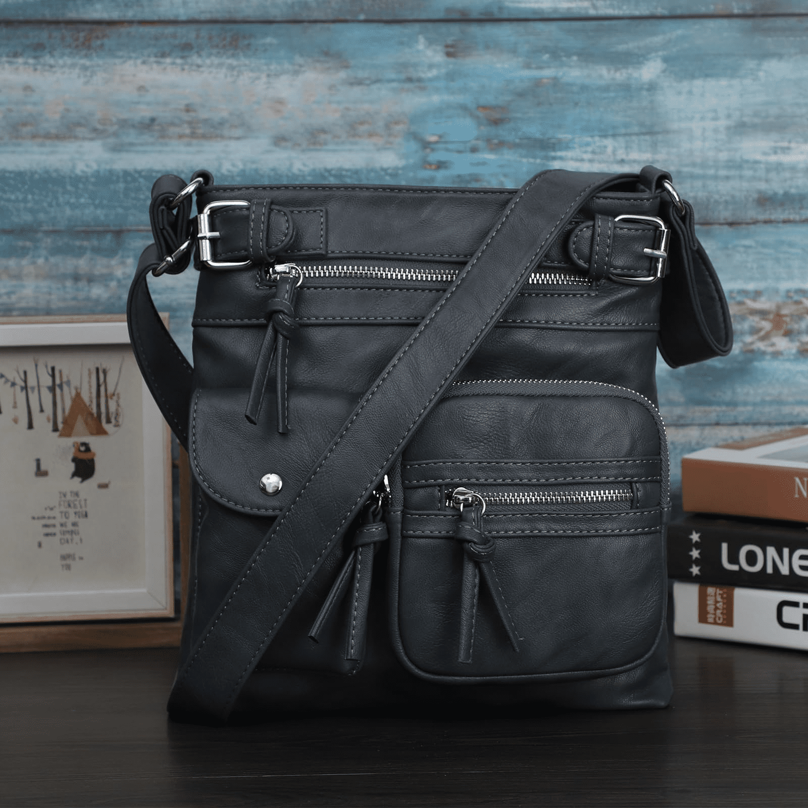 KL928 Crossbody Bags for Women Multi Pocket Shoulder Bags Medium Travel Purses  Soft PU Leather