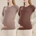 thumbnail image 3 of Neewe Women's Maternity Shirts,2PC Crew Neck Maternity Top Short Sleeve Casual Cotton Tee Pregnancy Clothes Thin Pregnancy Base Shirt, 3 of 4
