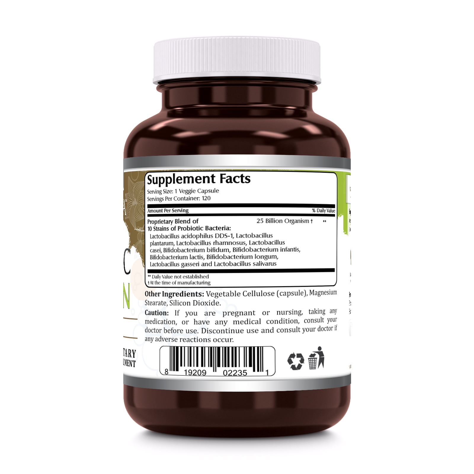 Amazing Flora Probiotic 10 Best Probiotics Strains 25 Billion 120 Veggie Capsules Supplement | Supports Better Digestive & Gut Health | Non-GMO | Gluten Free | Suitable for Vegetarians | Made in USA