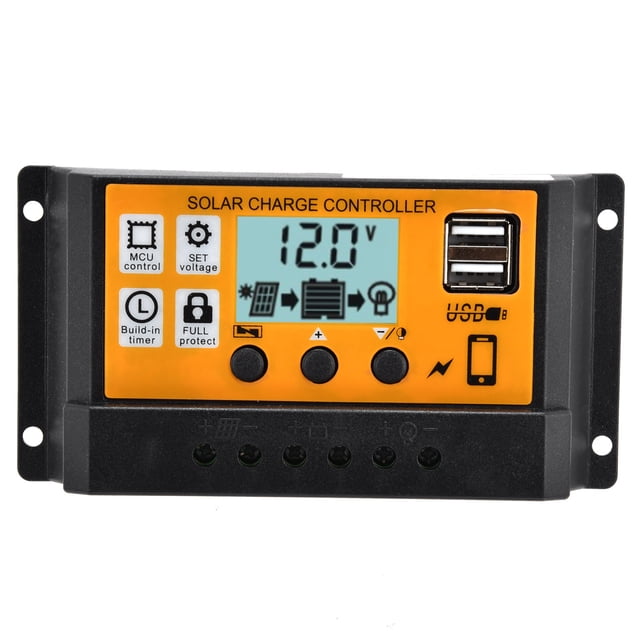 Controlador de carga inteligente con panel solar, doble USB, 3 etapas, PWM, regulador de carga, 12 V/24 V, 30 A