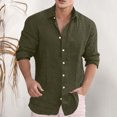 thumbnail image 2 of JTieacloth Business Slim Fit Shirt Mens Casual Loose Solid Color Lapel Pocket Long Sleeve Shirt Green, 2 of 6