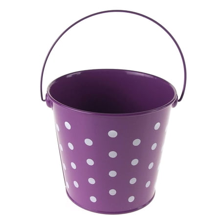 homeford firefly imports polka dot metal pail buckets party favor, 5-inch, purple,