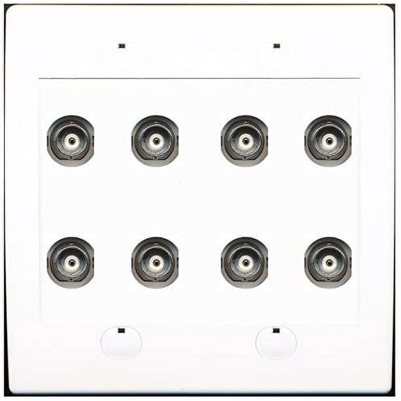 RiteAV 8-Port BNC Female to Female HD-SDI Jack Wall Plate - White