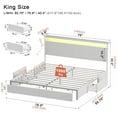 thumbnail image 3 of GUNAITO King Size Bed Frame with Headboard and 4 Storage Drawers LED Platform Bed Frame with Charging Station White, 3 of 8