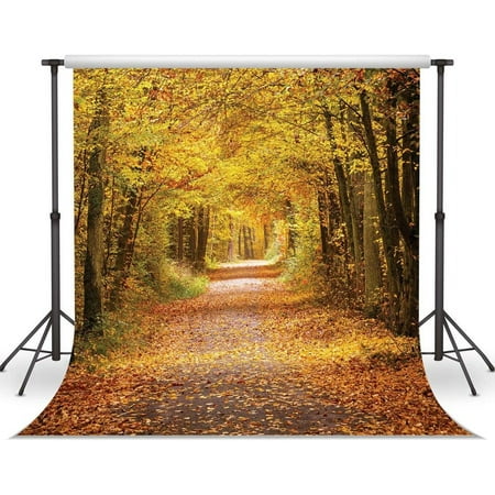 Image of 8x8ft Fall Photography Backdrop Yellow Leaves Filled with Trees Autumn Scenery Vinyl Fall Photography Backdrops Studio Background Photo Backdrops Studio Props CP-64-0808