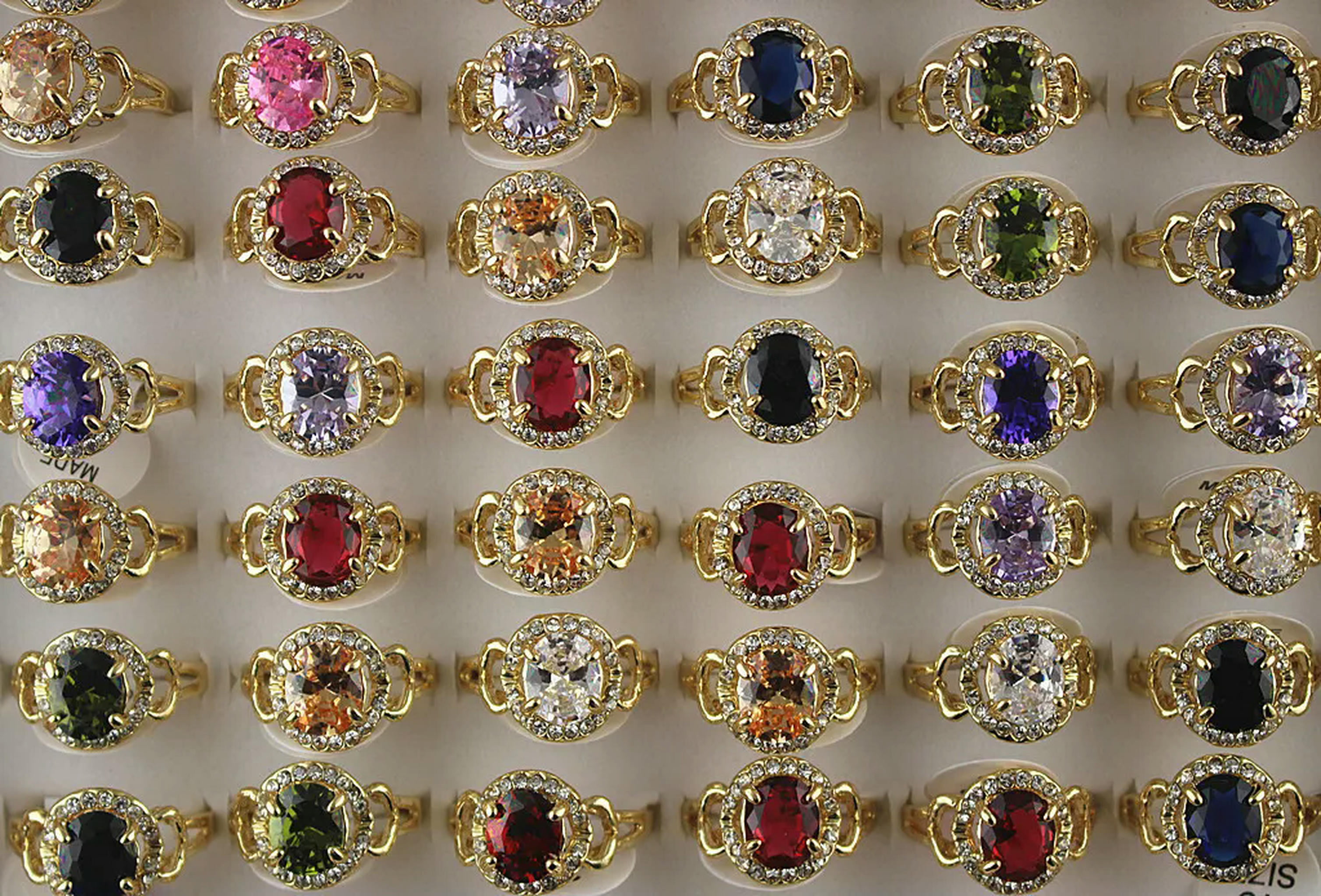 EOEMY Rings For Lady Wholesale Bulk Lots 32Pcs Cubic Zirconia Filled Rhinestone Ring