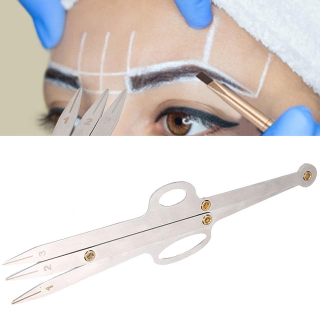 Safety Portable Sterile Eyebrow Stencil, Tattoo Positioning RulerTattoo Positioning Ruler, Beauty Shop Make Up for Home Girls Golden,Silver,Black