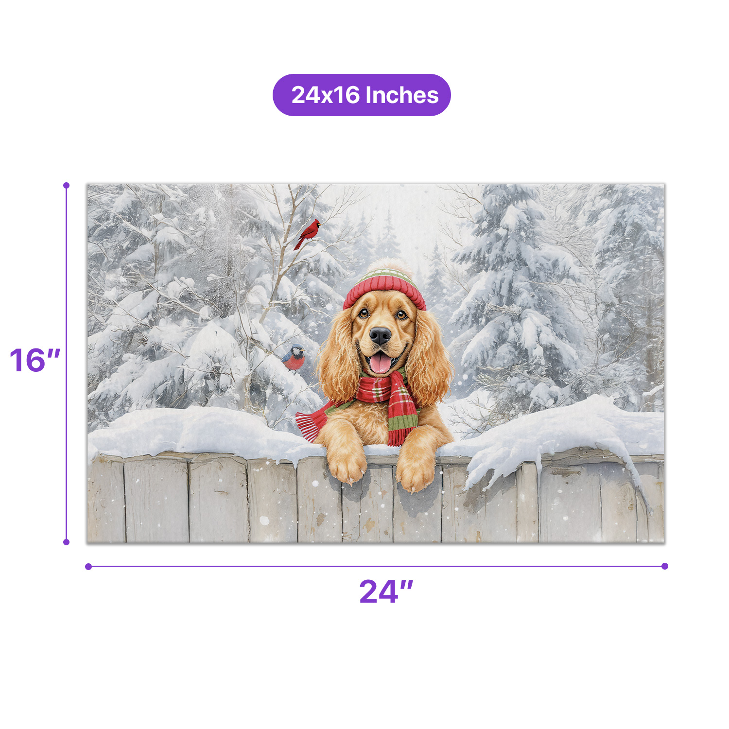 Playful Cocker Spaniel Welcomes Winter Snowy Day with Cardinal Bird Doormat Cockers Dog Lover Gifts Indoor Outdoor Welcome Mat - 2017
