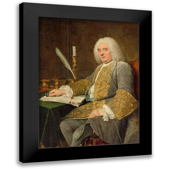 Aved, Jacques Andre Joseph 11x14 Black Modern Framed Museum Art Print Titled - Portrait of Jean-Gabriel du Theil at the Signing of the Treaty of Vienna