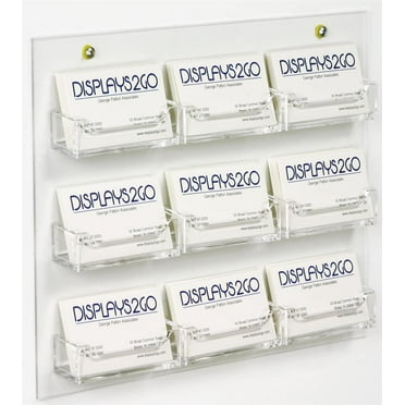 Set of 10, Clear Acrylic Business Card Holder, Wall Mounted, with 9 Pockets, Open Face Literature Display Rack