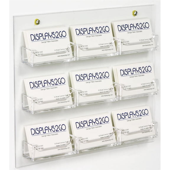Set of 10, Clear Acrylic Business Card Holder, Wall Mounted, with 9 Pockets, Open Face Literature Display Rack
