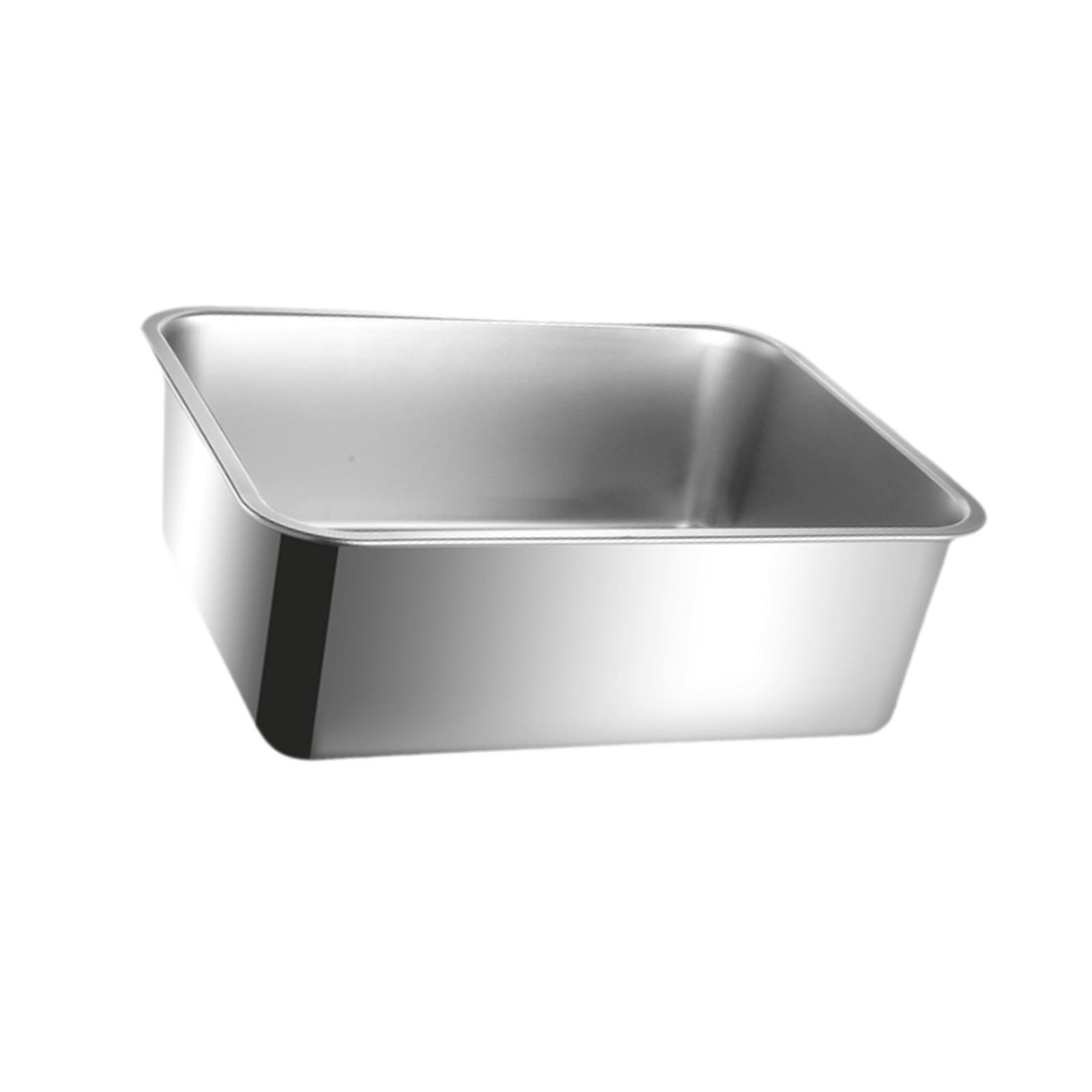 Zxpjkyu Cat Litter Box Litter Pan Stainless Steel Container Easy to Clean Open Top Large Height 15cm