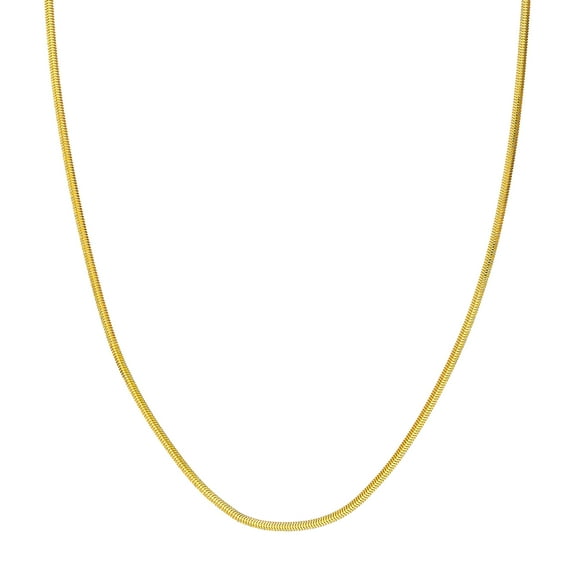 Honey Crush Real 14K Yellow Gold Diamond Cut Oval Snake Chain (2.08mm, 18in)