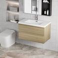 thumbnail image 2 of 36" Floating Bathroom Vanity with Sink, Modern Bathroom Sink Cabinet with Resin Top Basin and Soft Close Drawers, Modern Wall Mounted Bathroom Storage Vanity Cabinet, Natural Oka, 2 of 9