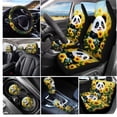 thumbnail image 3 of Uorisanigo Panda Sunflower Auto Front and Rear Cushion Covers Steering Wheel Cover Gear Lever Cover+Hand Brake Cover Pillowcase for Cars Water Coaster Easy Installation 11-Piece, 3 of 7