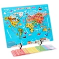 thumbnail image 1 of Rompecabezas Magnéticos Del Mapa Del Mundo Para Niños, Rompecabezas De Madera Con Tarjetas Flash De Países Y Banderas Nacionales, Juguetes De Aprendizaje De Introducción Eigraketly FN006367-00, 1 of 6