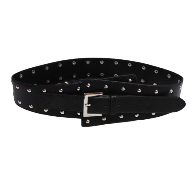 Nituyy Ceinture à Rivets Irrégulière pour Femmes, Ceinture Grand Ajustable en Cuir PU pour Robe