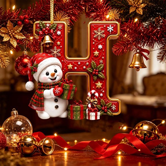Dongrens Red Letter Ornament Acrylic Alphabet Pendant Hanging Decorations for Christmas Tree Mantel, H