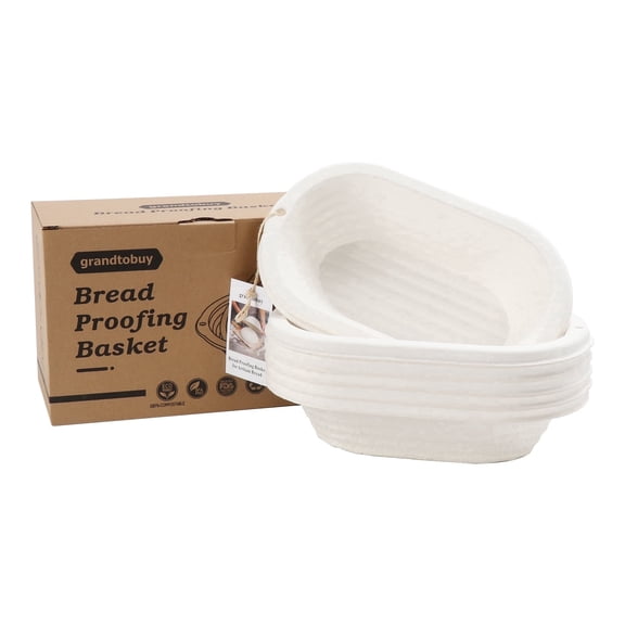 6 Pack 11 Inch Oval Pulp Bread Proofing Basket Sourdough Banneton with 30pcs Disposable Non-woven Liner Cover Bread Baking Supply For Professional and Homemade Artisan Bread
