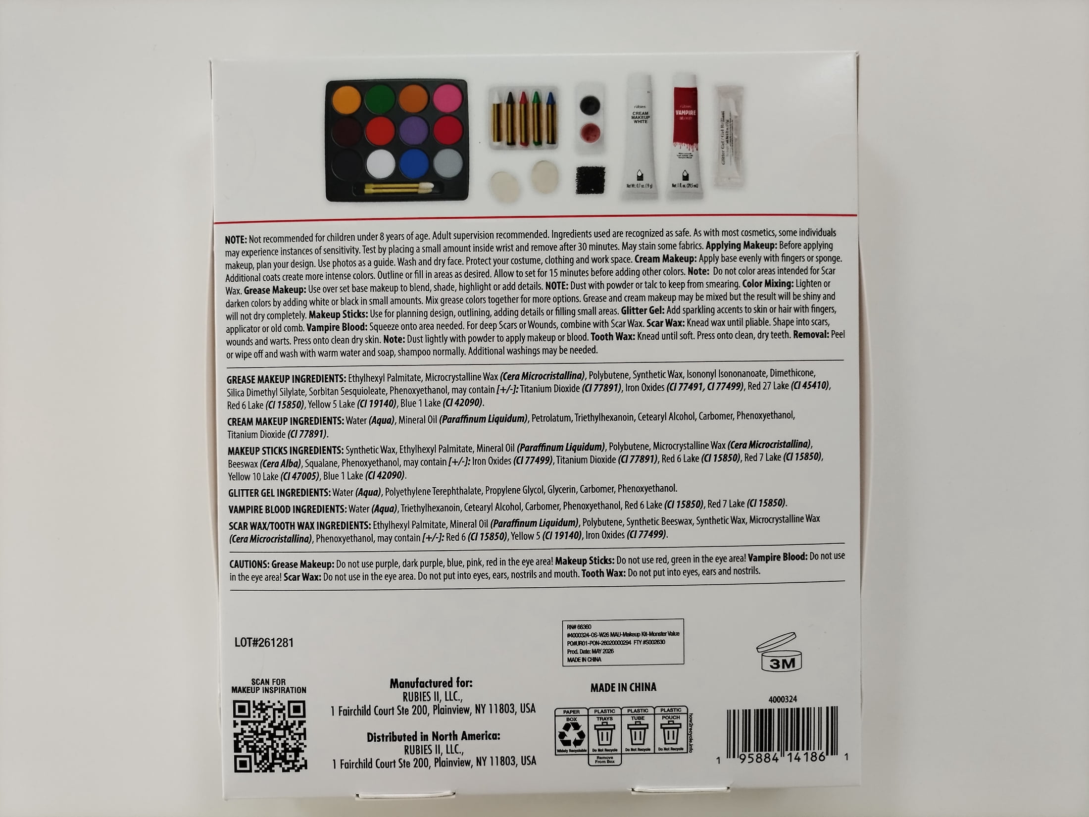 Monster Value Make-Up Kit, 18 Pieces, Halloween Costume Accessory for Adults, by Rubies