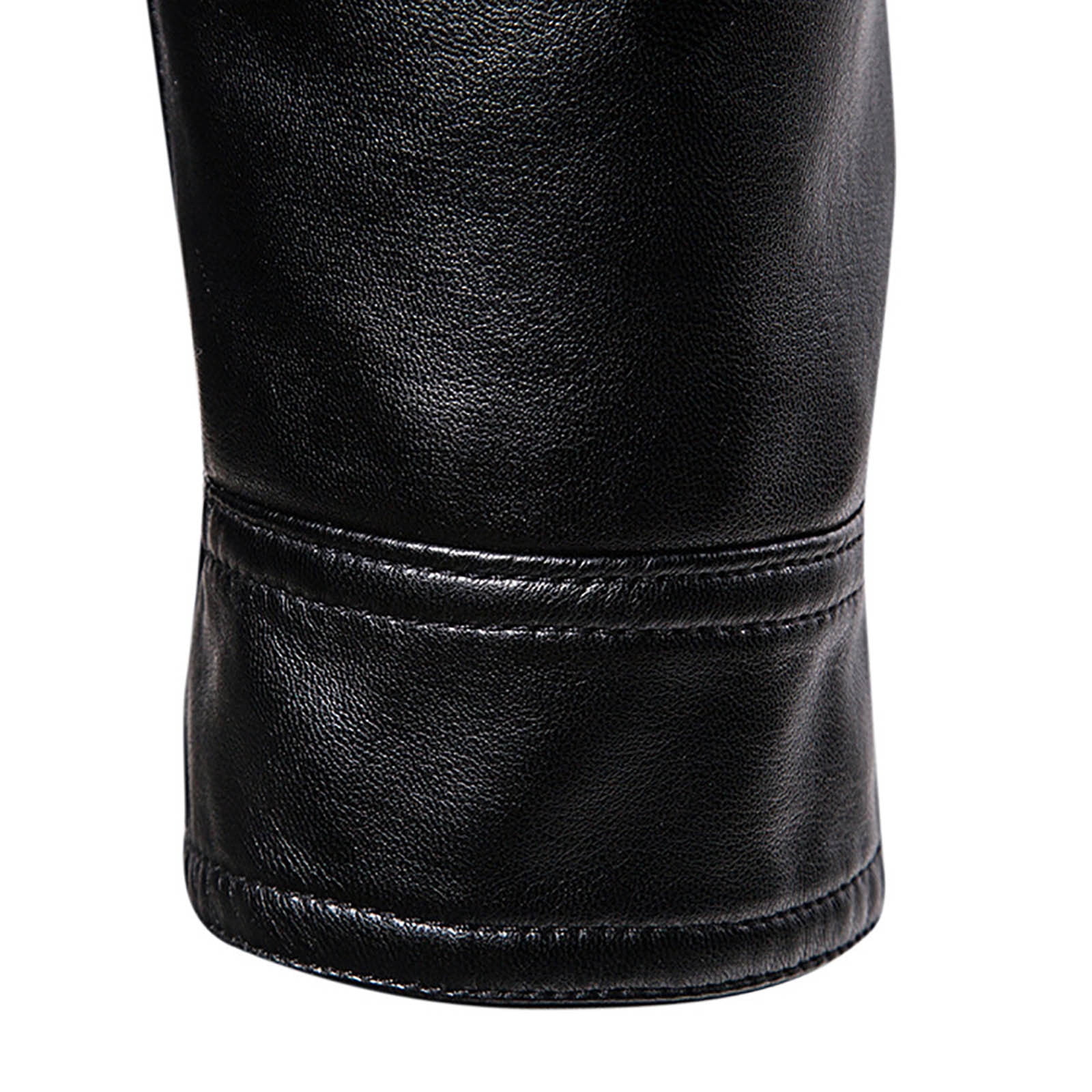 Maoxin Men's Jacket Men's Fashion Casual Leather Long Jacket Sleeve Lapel Pocket Zipper Fitted Top Coat Black XL