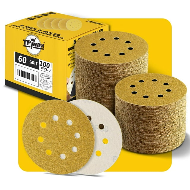 Discos de lijado TPmax, 125 mm, grano 60, 8 orificios, 100 unidades, para lijadora