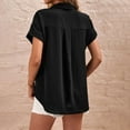 thumbnail image 4 of Ayolanni Women Tops and Blouses Under 15 Short Sleeve Black Solid Button-up Shirts Shirts for Teen Girls L, 4 of 8