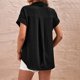 thumbnail image 3 of Tops de Manga Corta para las Mujeres de Ajuste Suelto, Color Sólido de Verano, Blusa de Cuello Turndown, Vestido de Camisa de Manga Corta para las Mujeres, 3 of 8