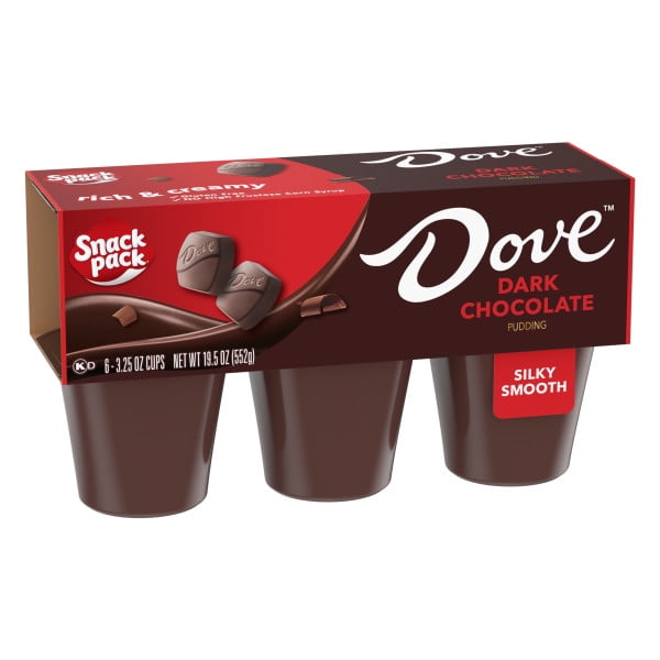 (4 pack) Snack Pack DOVE Dark Chocolate Pudding Cups, 3.25 oz. 6-Count