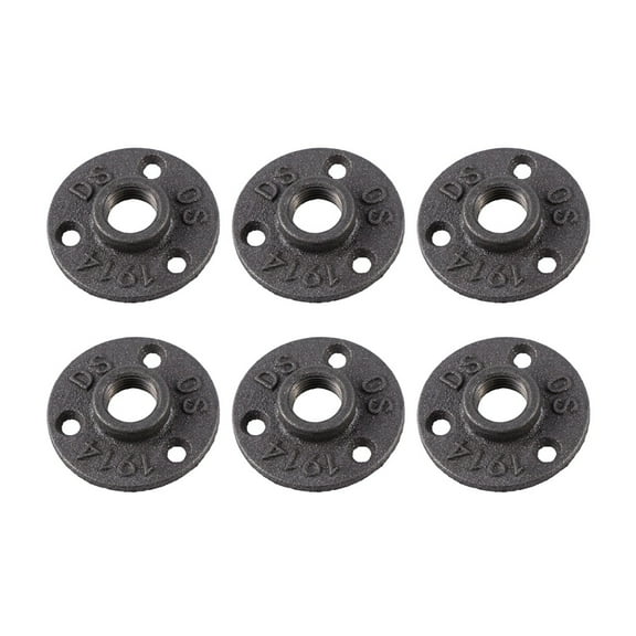 MLINS 12Pcs 1/2" Black Malleable Cast Iron Fittings Floor Flange Antique Fixed Base Wall Mounted Fittings
