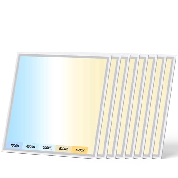 8 Pack 2x2 LED Flat Panel Light - Selectable 5 CCT 3000K-6500K & 5 Wattage 30-50W 5500Lm 0-10V Dimmable Ceiling Lights