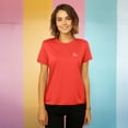 thumbnail image 2 of Dalix Be Kind Embroidered Cotton Relaxed Fit Short Sleeve Crewneck Tee Shirt Women in Poppy Red S Small, 2 of 5