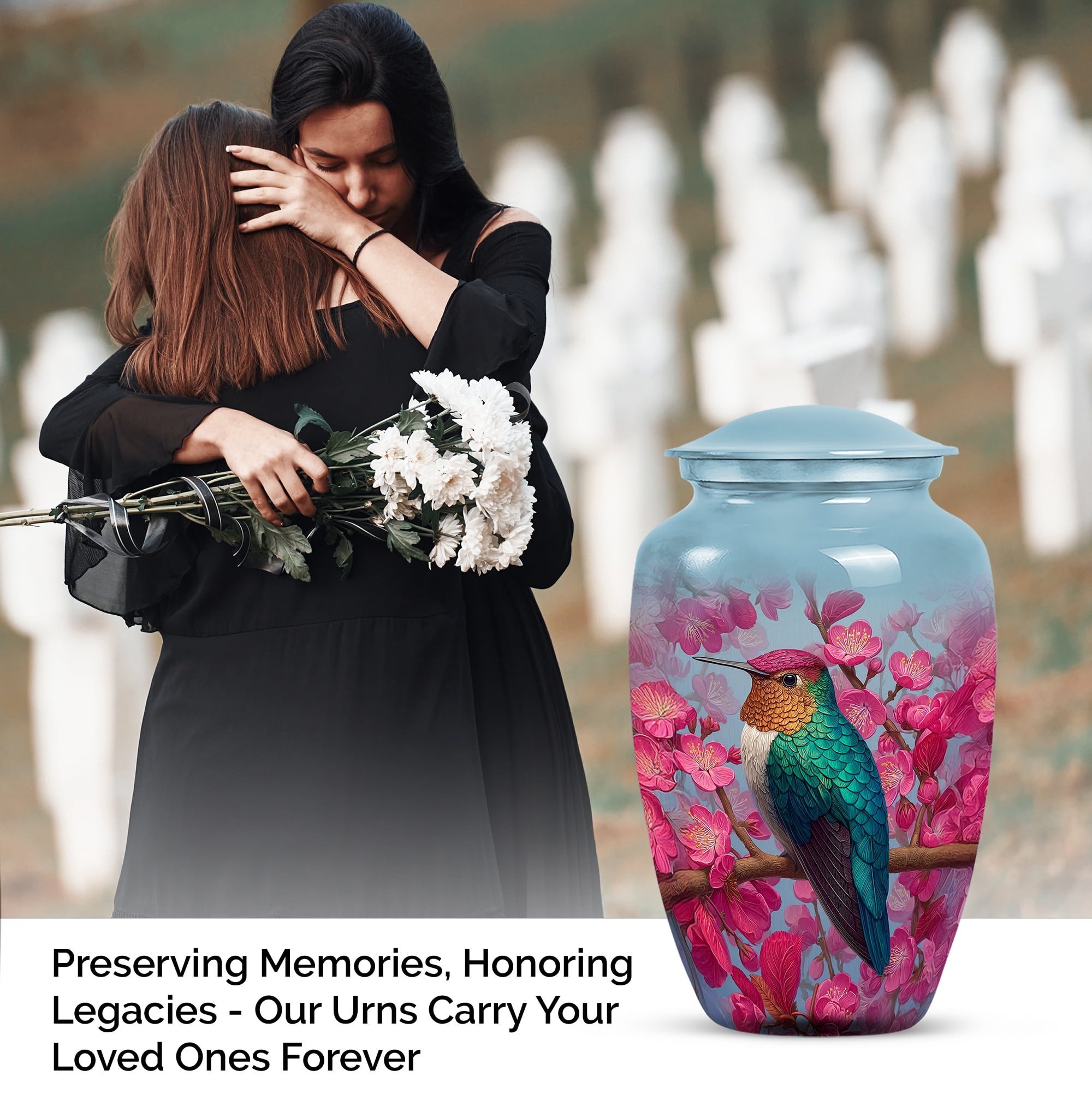 Humming Bird Keepsake Urns For Human Ashes Baby Girl & Boy, Cremation Urns For Ashes Women, Large Decorative Funeral Urn For Ashes For Male, Female (Size-10inch 1pcs, 3inch 1pcs)