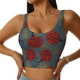 thumbnail image 2 of Picia Ladybug Sports Bra for Women,Padded Strappy Sports Bras Medium Support Yoga Bra with Removable Cups,Running Yoga Bra-, 2 of 9