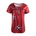 thumbnail image 3 of Women Summer Floral Print Short Sleeve T-Shirt Casual Top Loose Tee, 3 of 5