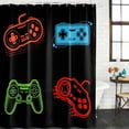 thumbnail image 2 of Game Controller Shower Curtain, Waterproof Shower Curtains for Bathroom, Modern Art Gaming Handheld Black Washable Fabric Bathtub Curtain Set Bath Decor with 12 Hooks 48"x72", 2 of 8
